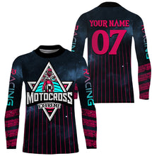 Load image into Gallery viewer, Custom Motocross racing jersey kid adult extreme UPF30+ motorcycle pink dirt bike shirt off-road PDT306