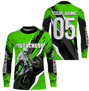 Men women youth custom Motocross jersey UPF30+ off-road green dirt bike racing shirt motorcycle PDT304