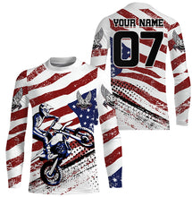 Load image into Gallery viewer, Personalized American flag MX jersey kid women men UPF30+ Patriotic dirt bike shirt off-road PDT360