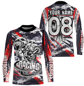 Personalized Racing Jersey UV Protect, UPF30+ Dirt Bike Long Sleeves Skull Motocross Racewear NMS1244