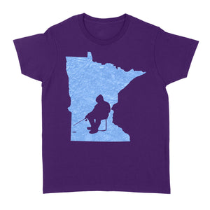 Minnesota Ice Fishing Shirts, Winter Fishing Minnesota State Love Fishing Women's Tshirt - FSD2927 D06