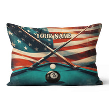 Load image into Gallery viewer, Personalized US Flag 8 Ball Billiard Pillow, Throw Pillow Billiard Gifts VHM0902