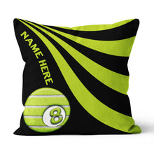 Load image into Gallery viewer, Customized Black And Lime Green Funny Billiard Pool Tennis Throw Pillows TDM0861
