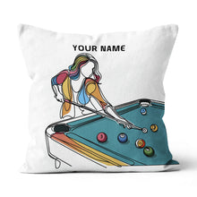 Load image into Gallery viewer, Multicolor Continuous Line Funny Players Billiards Custom White Pillows TDM0822