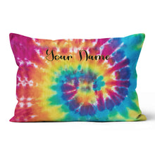 Load image into Gallery viewer, Personalized colorful tie dye background custom name Canvas, Linen Throw Pillow NQS7021