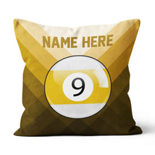 Load image into Gallery viewer, Personalized Yellow 9 Ball Billiard Pillow Custom Gifts For Pool Players VHM0927