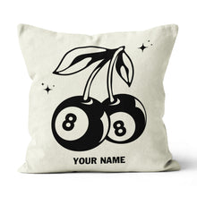 Load image into Gallery viewer, Personalized 8 Ball Cherry Billiards Pillows Custom Beige White Pillow TDM0742