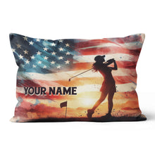 Load image into Gallery viewer, Watercolor Usa Flag Custom Golf Pillow Personalized Patriotic Golf Gifts LDT1175