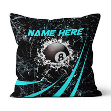 Load image into Gallery viewer, Personalized Blue Glass Break 8 Ball Billiard 3D Pillow, Billiards Gifts VHM0921