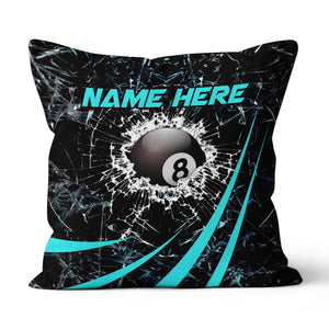 Personalized Blue Glass Break 8 Ball Billiard 3D Pillow, Billiards Gifts VHM0921