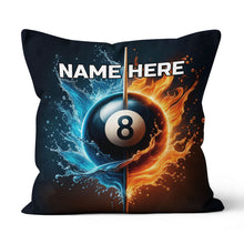 Load image into Gallery viewer, 3D 8 Ball Pool Water And Fire Pillow Custom Unique Billiard Pillow Gifts TDM0875