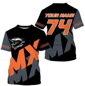 Personalized black MX racing jersey for youth men women Motocross off-road UV biker riding shirt PDT152