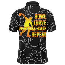 Load image into Gallery viewer, Funny Men Polo Bowling Shirt, Bowl Curve Pray Repeat, Personalized Name Short Sleeves Bowlers Jersey NBP41