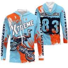 Load image into Gallery viewer, Personalized blue Motocross jersey adult&amp;kid dirt bike shirt UV protective MX extreme motorcycle PDT21