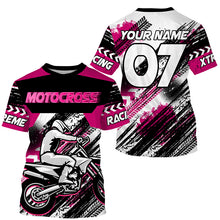 Load image into Gallery viewer, Pink custom Motocross jersey uv protective MX shirt for kid men women dirt bike racing racewear PDT295