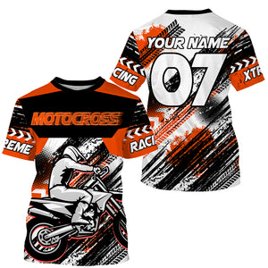 Orange custom Motocross jersey UV protective MX shirt for kid men women dirt bike racing racewear PDT296