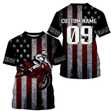 Load image into Gallery viewer, USA Motocross jersey men women kid Patriotic UPF30+ extreme dirt bike racing shirt motorcycle PDT276