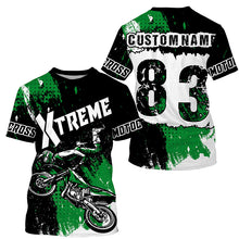 Load image into Gallery viewer, Extreme custom kid adult green Motocross jersey UPF30+ dirt bike long sleeve motorcycle shirt PDT392
