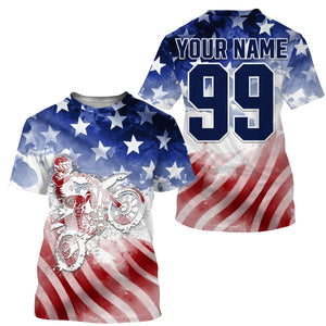 Personalized Motocross jersey youth adult UV American flag racing patriotic dirt bike offroad shirt PDT165