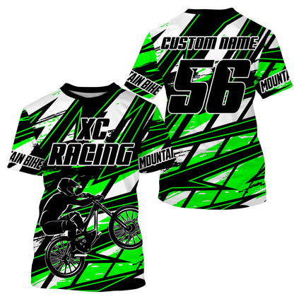 Green XC mountain bike jersey UPF30+ Cross-country kid adult MTB shirt cycling gear| SLC107