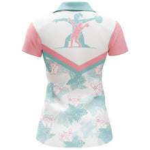 Load image into Gallery viewer, Personalized Women Polo Bowling Shirt Tropical Pattern Short Sleeve Polo Female Bowlers Jersey NBP29