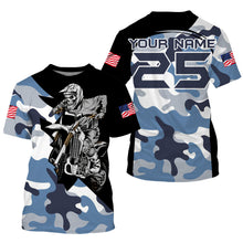 Load image into Gallery viewer, Blue camo custom dirt bike jersey kid&amp;adult UV Motocross racing shirt off-road extreme motorcycle PDT141