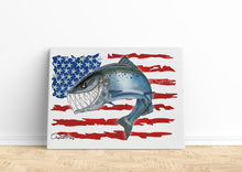 Load image into Gallery viewer, Salmon fishing with American flag ChipteeAmz&#39;s art Matte Canvas AT026