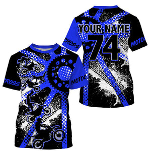 Dirt bike freestyle kid men women custom MX jersey UPF30+ blue Motocross gear racing shirt PDT298