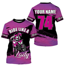 Load image into Gallery viewer, Personalized Motocross jersey women girls MX racing shirt UPF30+ motorcycle long sleeves off-road PDT315