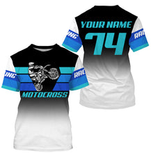 Load image into Gallery viewer, Kid men women jersey Motocross blue white custom dirt bike UV MX off-road motorcycle racing shirt PDT174