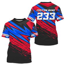 Load image into Gallery viewer, Custom Motocross jersey UPF30+ kid&amp;adult blue red dirt bike racing off-road motorcycle racewear NMS945