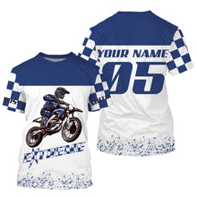 Load image into Gallery viewer, Blue dirt bike racing jersey Motocross custom offroad MX UPF30+ youth men women riding motorcycle  PDT124