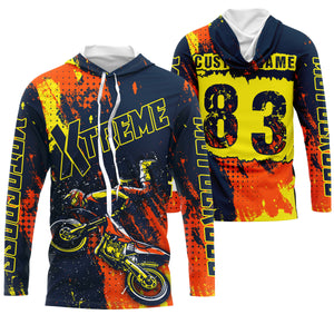 Personalized jersey adult kid yellow dirt bike shirt UV protective MX xtreme motorcycle PDT19