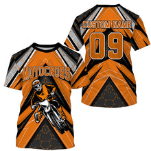 Load image into Gallery viewer, Personalized dirt bike jersey UPF30+ orange Motocross racing shirt kid men women MotoX off-road PDT290