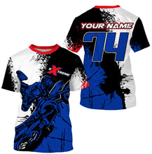 Load image into Gallery viewer, Custom MX jersey UV extreme Motocross racing men women kids blue&amp;white dirt bike riding outfit  PDT198