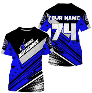 Personalized MX jersey UPF30+ dirt bike off-road kid&adult Motocross racing blue motorcycle shirt PDT213