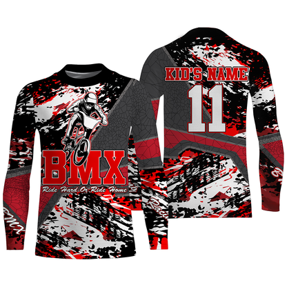 Personalized Red BMX jersey for adult kid UPF30+ riding shirt Off-road cycling gear bicycle clothes| SLC82