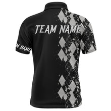 Load image into Gallery viewer, Personalized Men Polo Bowling Shirt, Custom Name Argyle Pattern Bowler Team Jersey NBP23