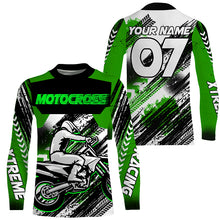 Load image into Gallery viewer, Green custom Motocross jersey uv protective MX shirt for kid men women dirt bike racing racewear PDT294