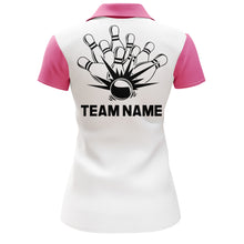 Load image into Gallery viewer, Personalized Women Polo Bowling Shirt Pink Leopard Girl Short Sleeve Team Female Bowlers Jersey NBP07