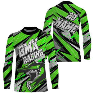 Personalized BMX racing jersey Green adult kid bike shirt UPF30+ enduro off-road cycling racewear| SLC51