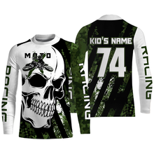 Load image into Gallery viewer, Skull MotoX jersey custom number motocross UPF30+ green camo dirt bike racing motorcycle racewear NMS950