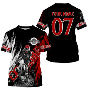 Motocross off-road jersey black red UPF30+ youth adult custom dirt bike racing long sleeve shirt PDT188