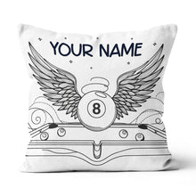 Load image into Gallery viewer, Personalized Billiard 8 Ball Wings Line Drawing Pillow, Billiards Gifts VHM0900