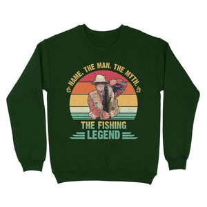 Custom name picture the man the myth the fishing legend personalized gift Standard Crew Neck Sweatshirt