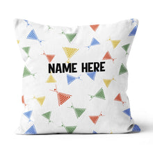 Load image into Gallery viewer, Funny Colorful Billiards Cue And Balls Pattern Custom Name White Pillow TDM0863