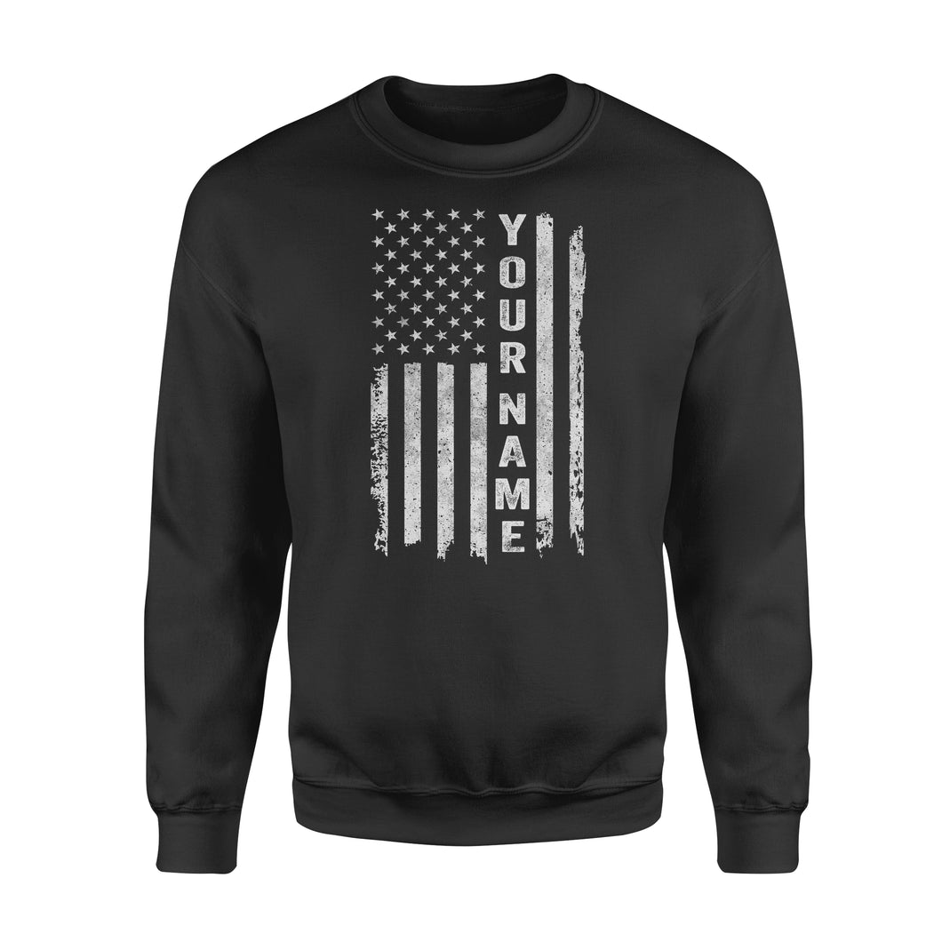 Custom name American flag shirt, personalized American patriot Sweatshirt gift for dad, mom - NQS1290