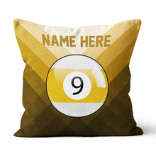 Load image into Gallery viewer, Personalized Yellow 9 Ball Billiard Pillow Custom Gifts For Pool Players VHM0927