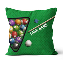 Load image into Gallery viewer, Personalized Green Billiard Table 3D Printed Throw Pillow Billiard Gifts TDM0780