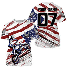 Load image into Gallery viewer, Personalized American flag MX jersey kid women men UPF30+ Patriotic dirt bike shirt off-road PDT360